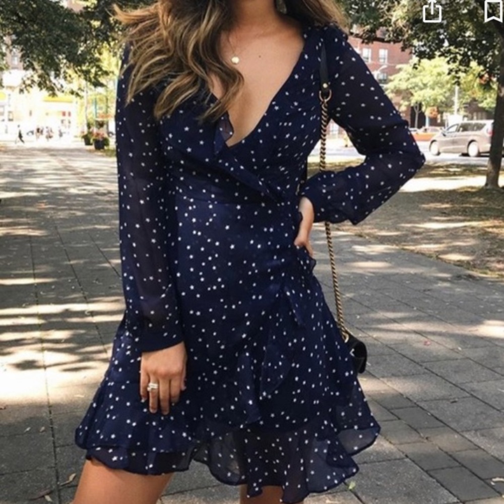 Star Print Dress Wrap Dress